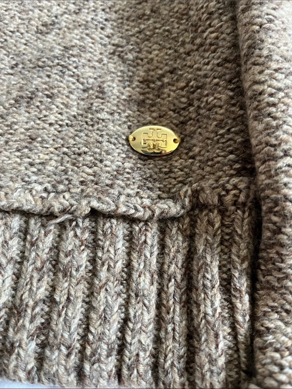 tory burch wool chunky knit beige turtleneck sweater 100% wool autumn layer